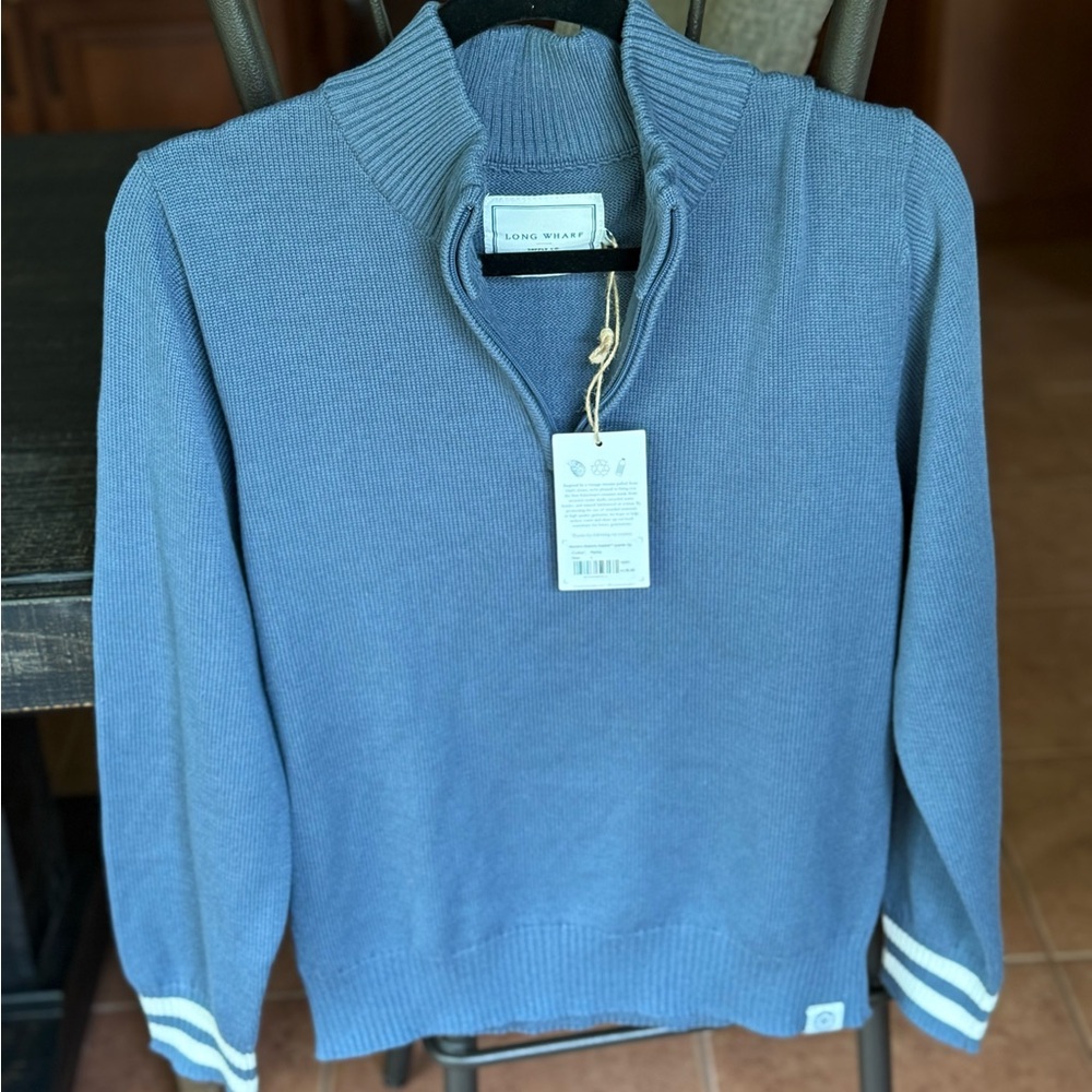 Long Wharf NWT Women's Blue 1/4 Zip-Up Sweater